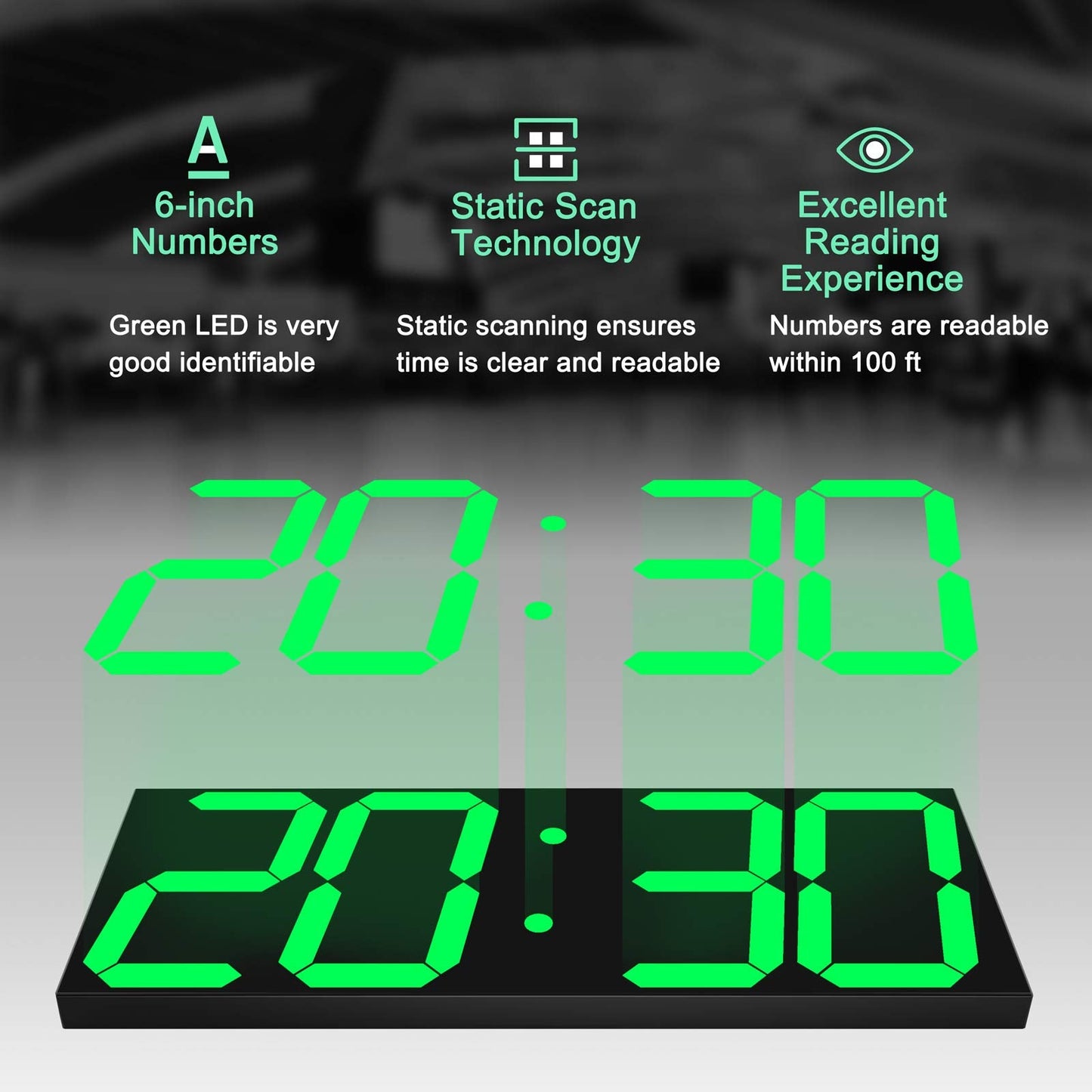 CHKOSDA Digital Wall Clock, 18" Large Wall Clock, Led Wall Clock with Countdown Timer, Calendar, Thermometer, 12/24H, Adjustable Brightness, Wall