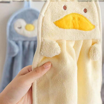Wxinsheng 3Pcs Cute Animals Hand Towels,Soft Coral Velvet Microfibre Absorbent Towels with Hanging Loop for Kitchen & Bathroom Quick-Dry Washcloth