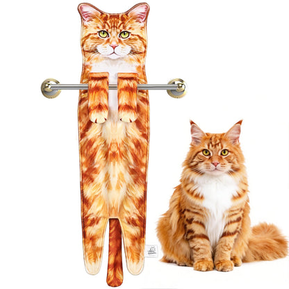PAT JUUMG Funny Cat Hand Towels for Bathroom Kitchen,Cute Cat Decor Towel,Hanging Face Towels,Super Absorbent Soft,Funny Cat Gifts for Cat Lovers