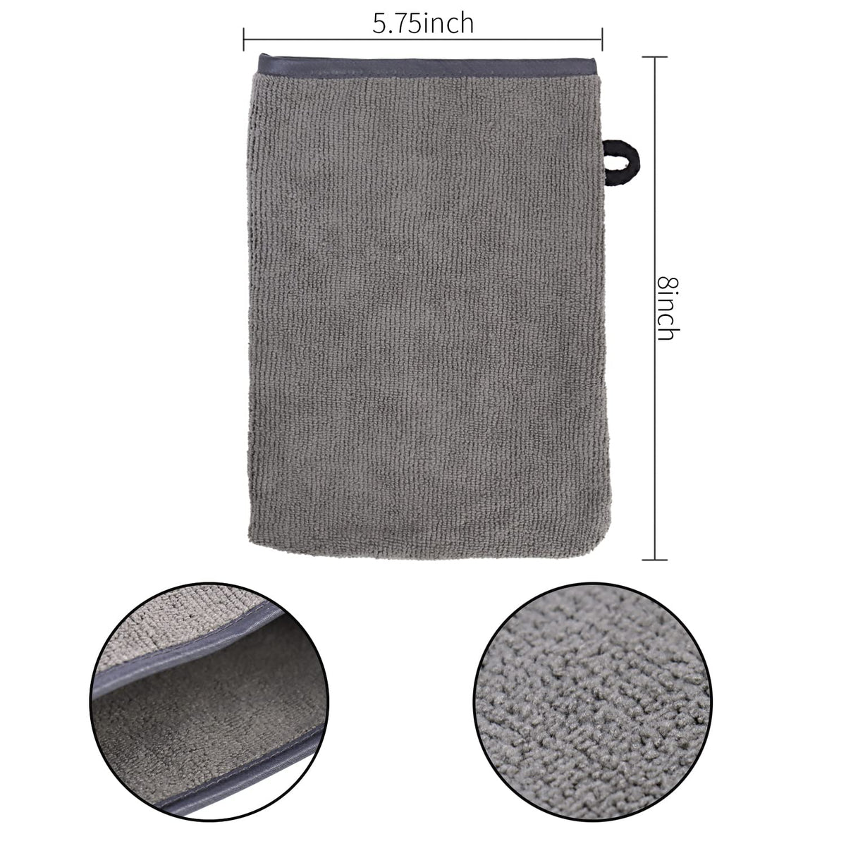 DBOO 2 Pack Microfibre Body Wash Mitts, Soft Face Cleansing Mitts, Bath SPA Terry Cloth, Reusable Makeup Remover Mitt Gloves, 15x21 cm, Grey