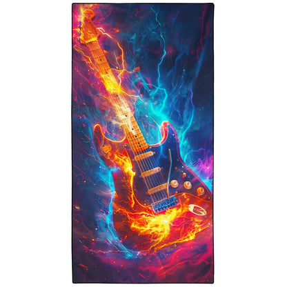 Violetpos Fire Electric Guitar Beach Towel, Extra Large 180x90 cm 250GSM Microfibre, Sand Free Quick Dry