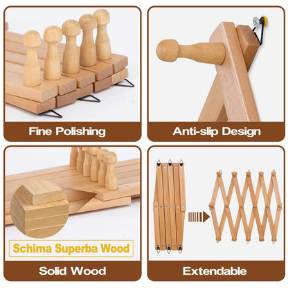 Qiannhee Wall Coat Rack Solid Wood Wooden Coat Hooks Wall Mounted with 16 Pegs Accordion Wall Hanger Extendable Hat Rack for Wall, Living Room