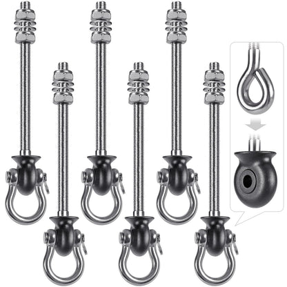 Dolibest 6pcs Swing Hanger, Heavy Duty Hammock Hook M8 Hanging Chair Screw Eye Bolt 245mm Swivel Ceiling Beam Mounting Bracket for Yoga Rope/Aerial