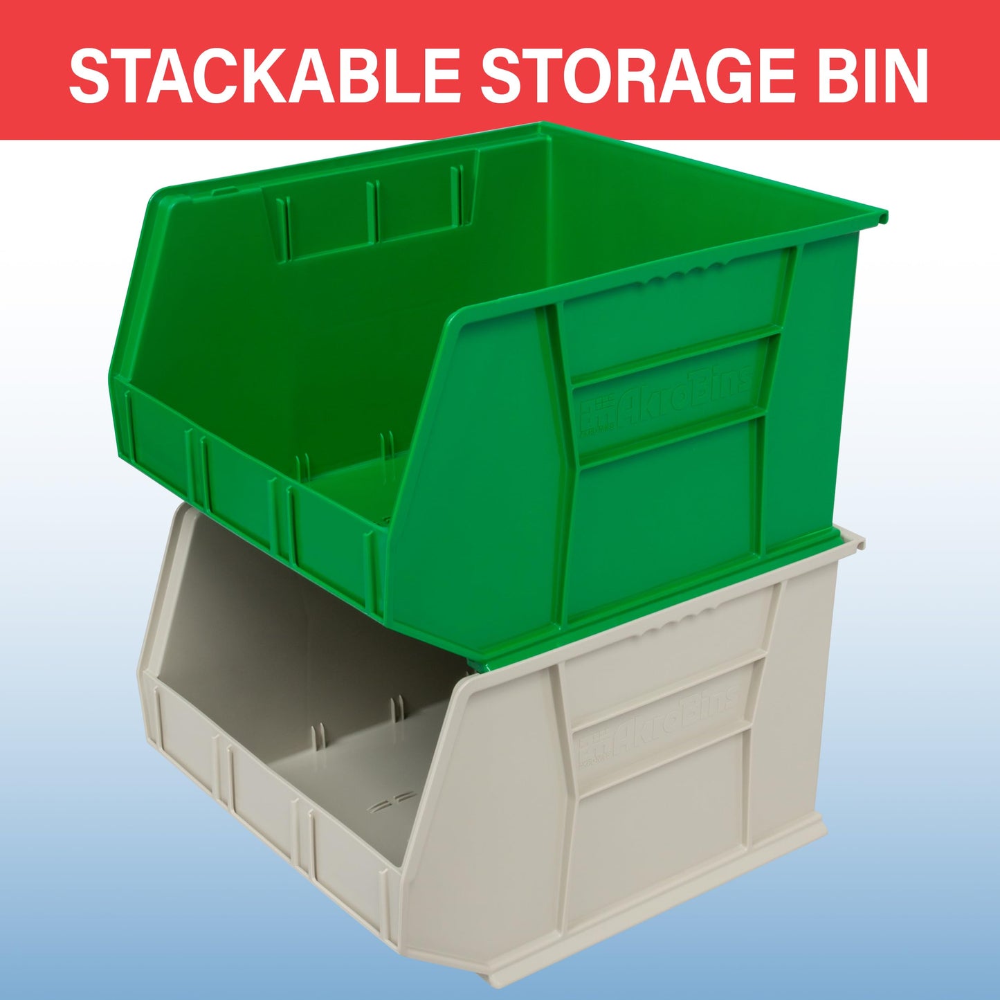 Akro-Mils 30270 Plastic Storage Stacking Hanging Akro Bin, 18-Inch by 16-Inch by 11-Inch, Stone, Case of 3