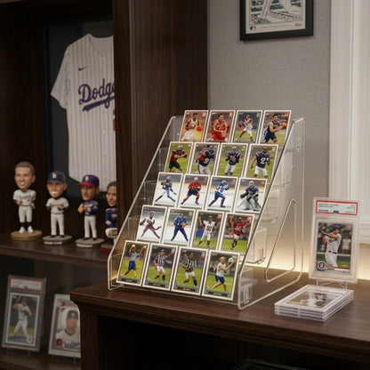 ToKinCen Trading Card Display Stand, 5 Tier 12" Acrylic Holder for Sports Graded Card