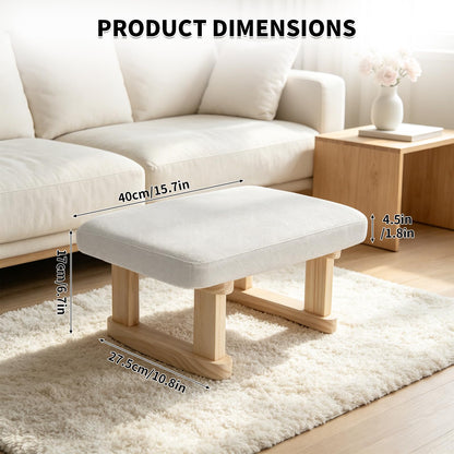 Margolongte Foot Stool, Pouffe Footstool with Removable Cover, Linen Fabric Small Footstool with Cushion