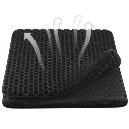 wiksite Gel Seat Cushion, Honeycomb Design Double Thick Gel Cushion with Cloth Cover Ergonomic & Cool Seat Cushion for Home Office Chair Car
