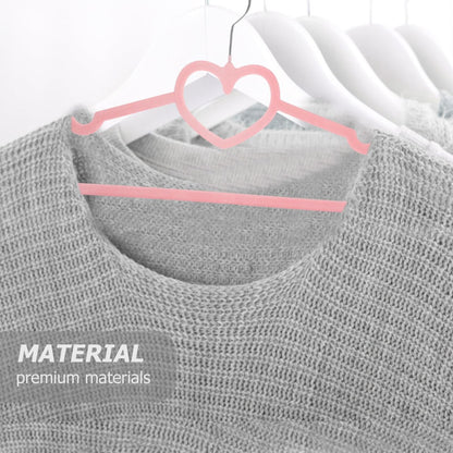 Mobestech Heart Shaped Clothes Hangers 10 Pack Plastic Coat Hangers with Swivel Hook Non Slip Hangers for Clothes Skirts Dresses Shirts and Pants for
