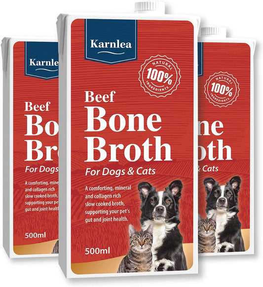 Pets Beef Bone Broth - 3x 500ml | 100% Real & Natural Liquid Bone Broth for Cats & Dogs