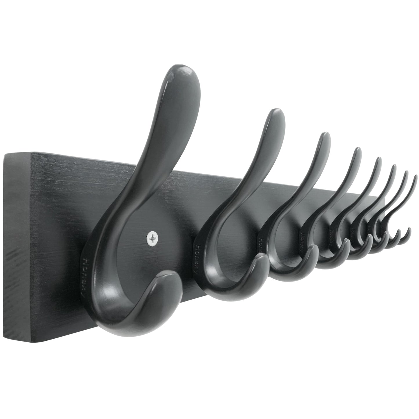 HONSKY Wall Coat Rack, 61cm Wooden Coat Hanger with 8 Double Hooks,Wall Coat Hook,Towel Rack Hanging Coat,Towel,Bag for Entryway, Hallway, Bedroom