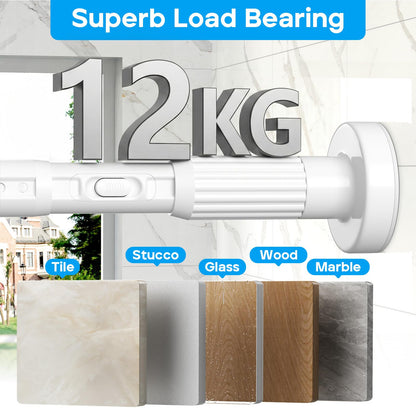 ZipGlo Extendable Shower Curtain Pole 104-302cm White Tension Curtain Rod