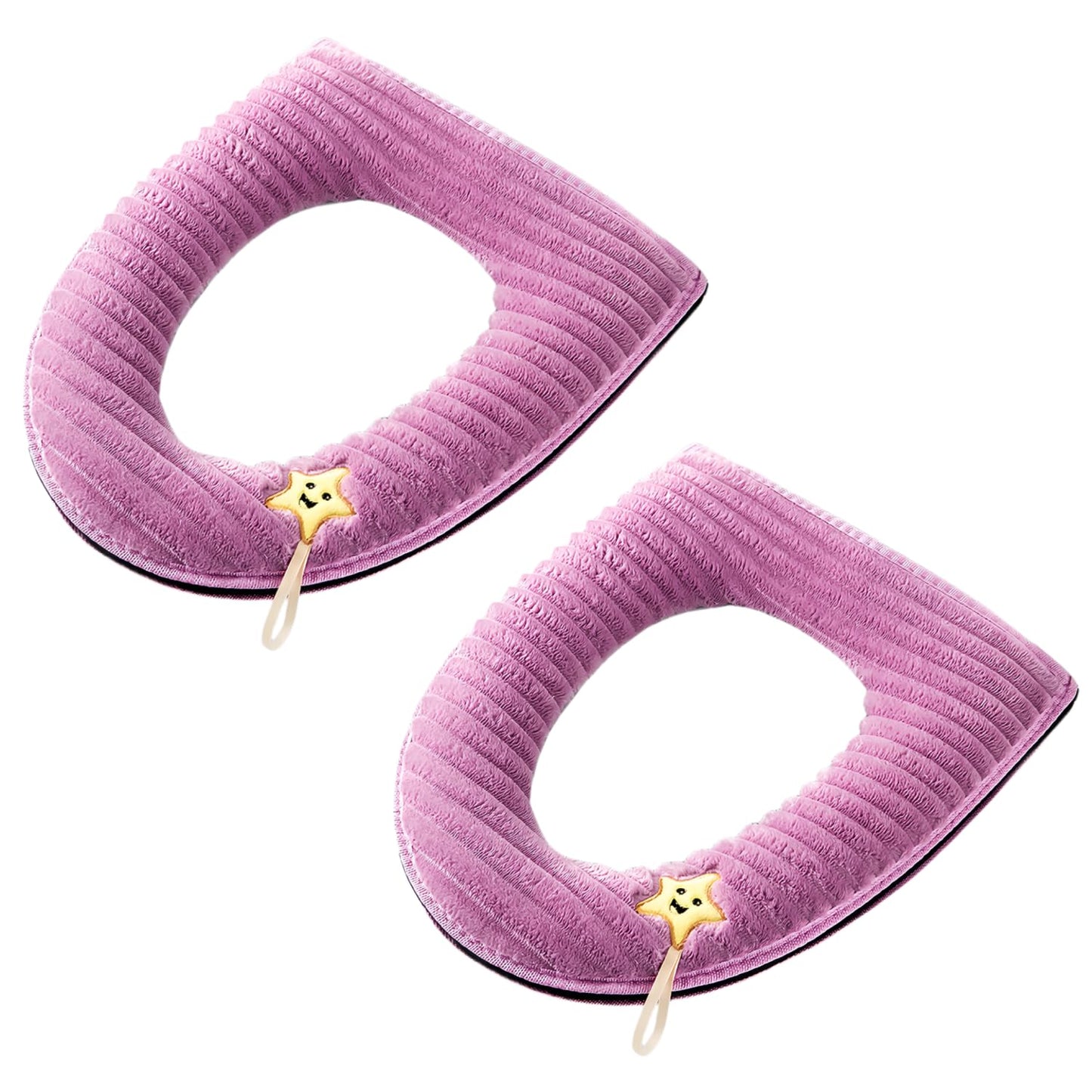 2 Pieces Thicker Bathroom Soft Toilet Seat Cover Pad with Handle Toilet Lid Cover Cushion Soft Thicker Washable Fits All Oval Toilet Seats (Purple)