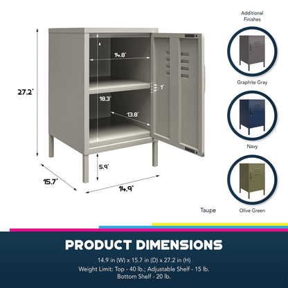 DHP Furniture Bradford Metal Locker End Table Navy, 39x37x68cm (DxWxH)