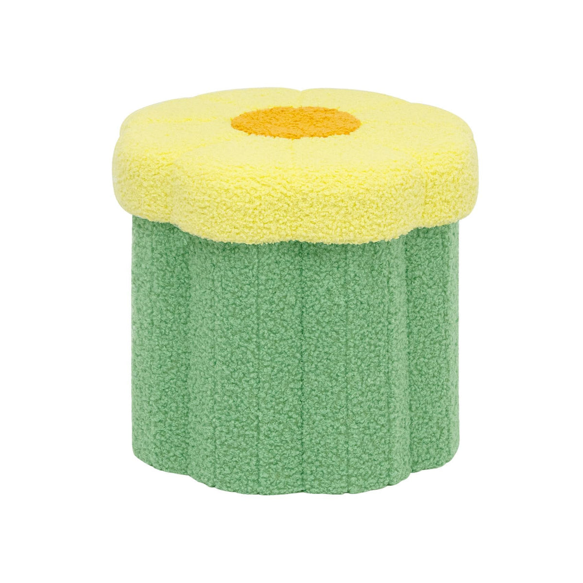 Bonlife Flower Shape Ottoman with Lid, Folding Footrest, Small Storage Box