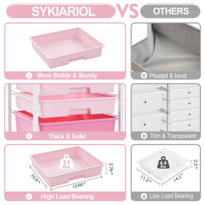 SYKIARIOL 8 Drawers Rolling Storage Trolley, Utility Storage Cart on Lockable Wheels with Plastic Drawers, Multipurpose Mobile Organizer Unit for