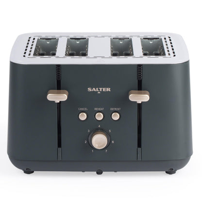 Salter Marino 4-Slice Toaster - 7 Levels Of Variable Browning, Removable Crumb Tray, Self-Centring Bread Guides, Anti-Jam Function, Defrost, Reheat