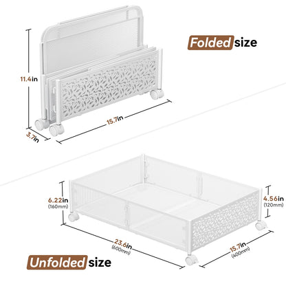 PHINOX Under Bed Storage Box on Wheels, Metal, White, 2 Pack