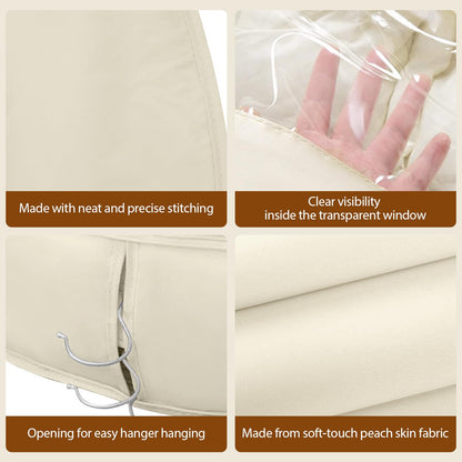 Space Saving Hanging Garment Bag with Self Compression Zipper, Heavy Duty Clothes Storage Organiser for Coats Down Jackets Suits