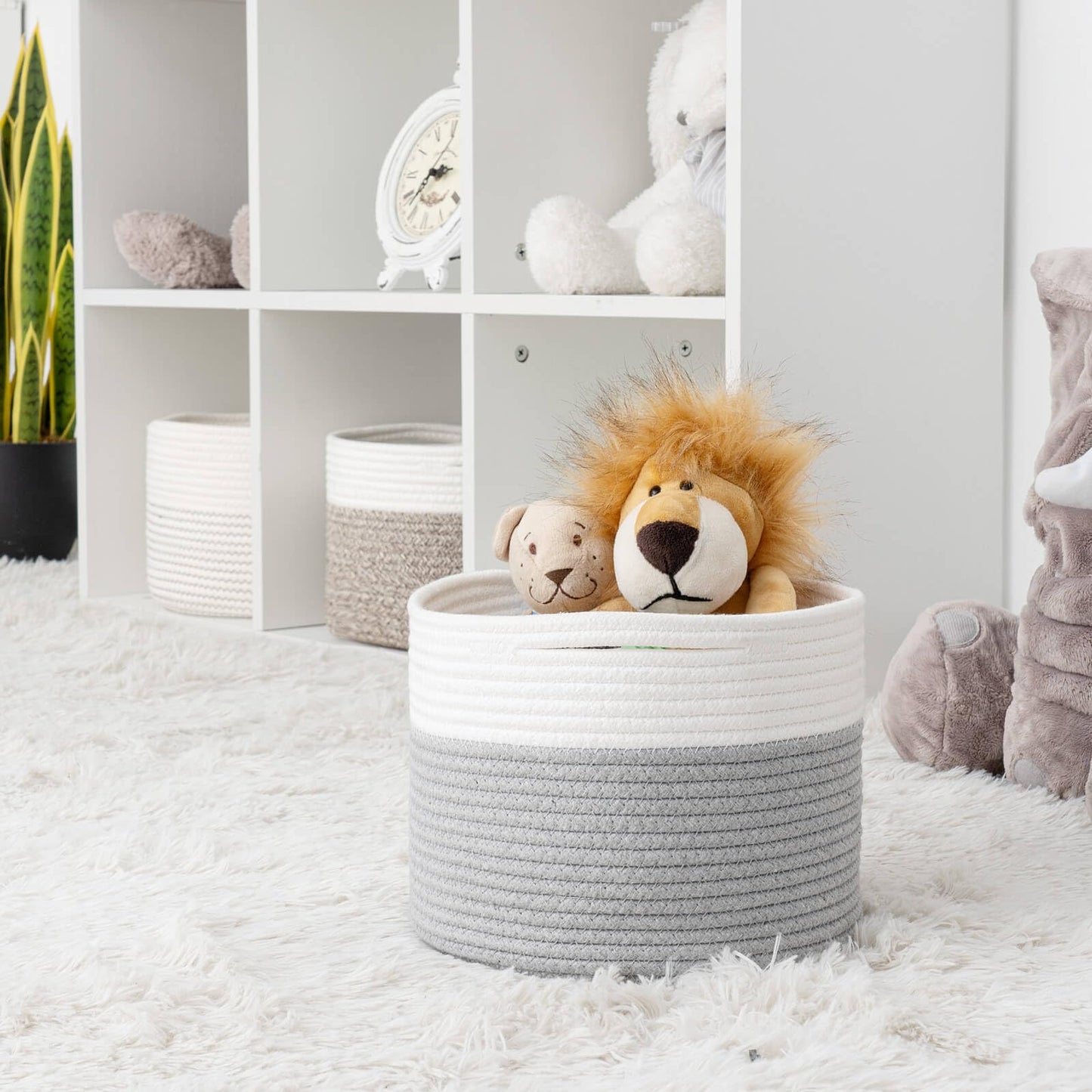 TIMEYARD Small Cotton Rope Storage Basket for Shelves Remote Toy Organiser