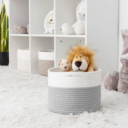 TIMEYARD Small Cotton Rope Storage Basket for Shelves Remote Toy Organiser