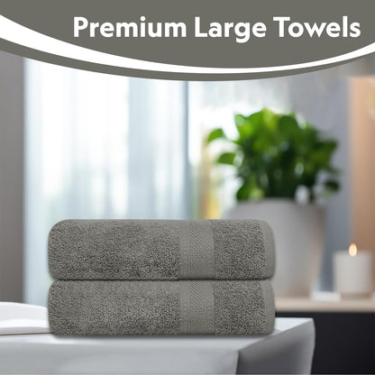 Large Bath Towels Pack of 2 Pieces 100% Ring Spun Egyptian Cotton 600gsm Luxury 70x140cm Towels for Pool, Spa