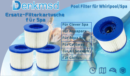 Denkmsd Replacement filter cartridge for spa, pool filter for spa, for clever spa, for aquaparx, for aqua spa, for Costyway, for all seasons, for