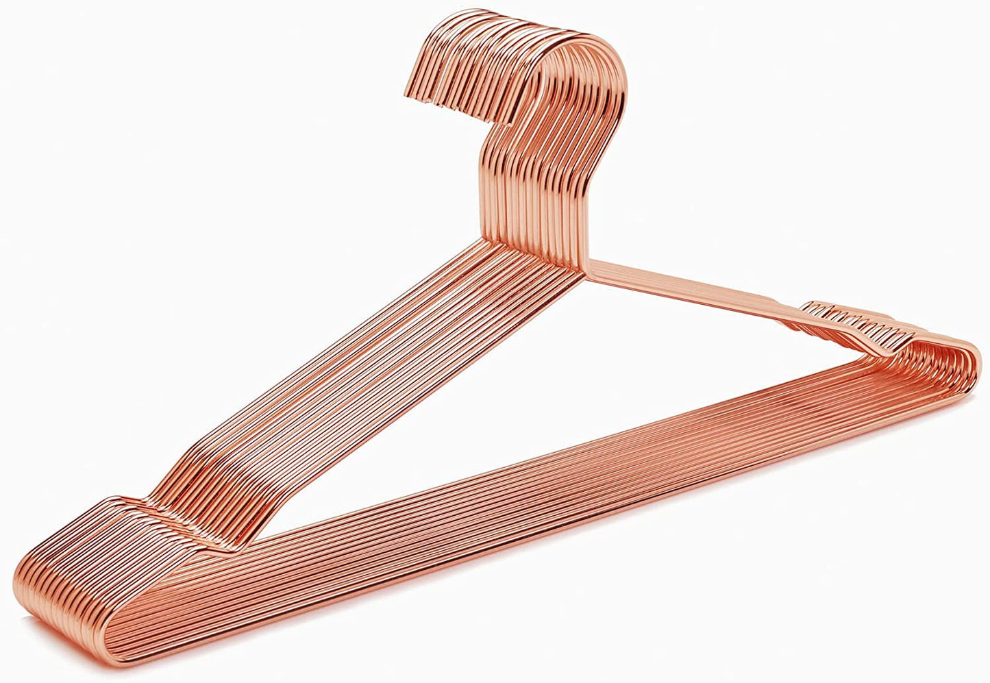 Amber Home 10pcs Shiny Metal Coat Hangers, Iron Shirt Hangers, Copper