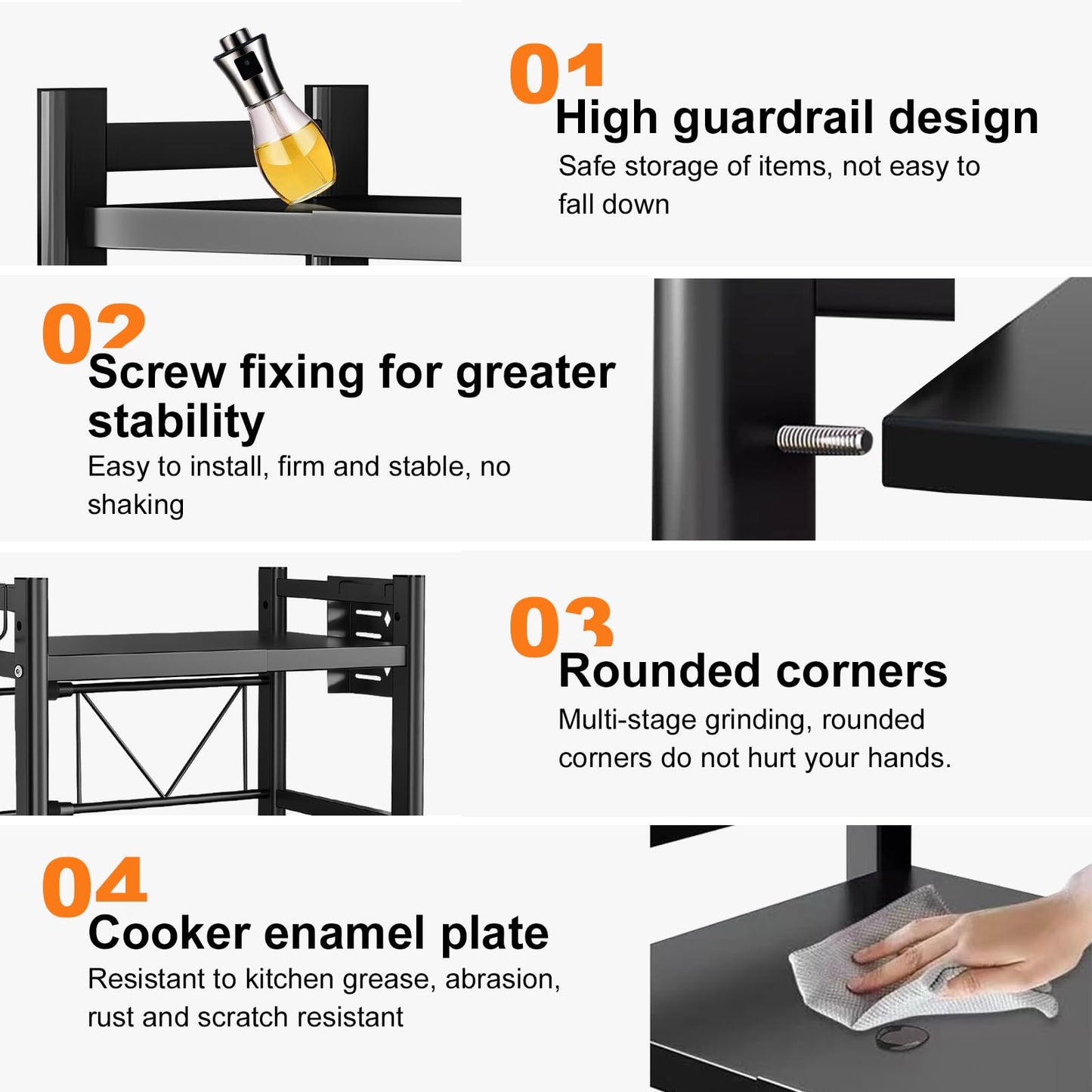 LUKVCIY Adjustable 3-Tier Microwave Oven Shelf Stand
