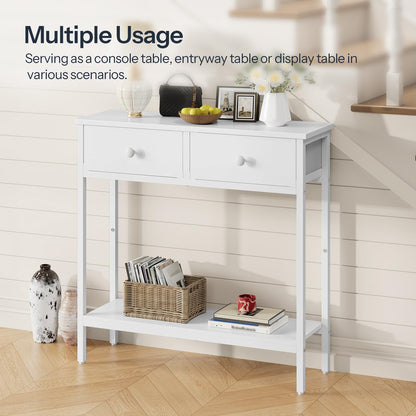 HOOBRO Slim Console Table, Narrow Console Table with 2 Drawers, Hallway Table with Storage, Small Side Table for Small Spaces, Living Room, Entryway