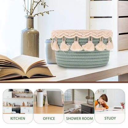 Ciieeo Woven Storage Basket Rope Storage Basket for Bathroom Bedroom and Desktop Organising Small Round for Snacks Cosmetics and Everyday Items 7.87
