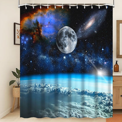 Xiaoterna Galaxy Shower Curtain Outer Space Universe Nebula Starry Sky Bathroom Curtain Galaxy Stars in Space Celestial Astronomic Planets Waterproof