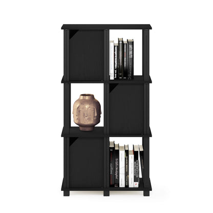Furinno Brahms 4-Tier Storage Shelf with 3 Doors, Black Oak/Black