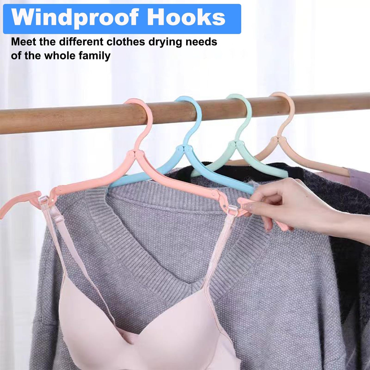 20 PCS Folding Clothes Hangers, 10 Color Portable Travel Coat Hangers, Plastic Travel Hangers Foldable