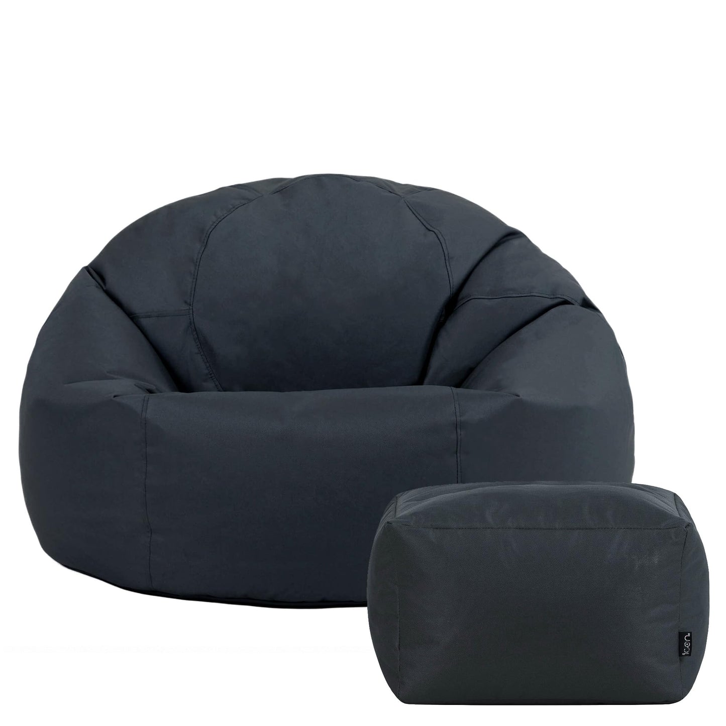 Bean Bag Bazaar Kingston Outdoor Bean Bag & Footstool with Filling, Grey