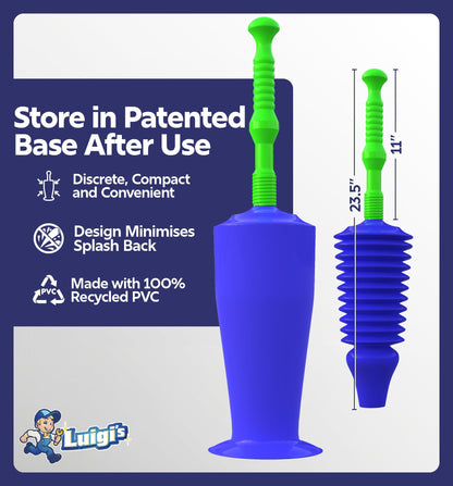 Luigi's World's Best Toilet Plunger - Plunger Toilet Unblocker Heavy Duty - Plungers for Unblocking - Unique Strongest Unblocker Tool