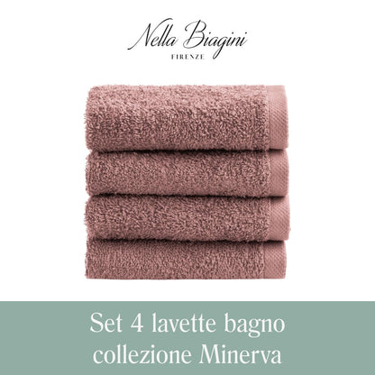 NELLA BIAGINI Minerva Bath Towels 30 x 30 cm, Set of 4, 100% Pure Terry Cotton, 420 g/m², Soft, Absorbent, Practical, Durable, Solid Colour