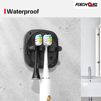 FIXCHORD Toothbrush Holder, 2Pcs Electric Toothbrush Head Holder, Wall Mounted, No Drilling, Black