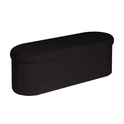 PINPLUS Foldable Oval Ottoman Storage Bench, Black, 110x38x38 cm