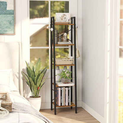 YMYNY 5 Tier Ladder Bookshelf, Height 160CM Bookcase, Freestanding Storage Organiser Shelves, Shelving Unit for Living Room Bedroom, Kitchen, Plant