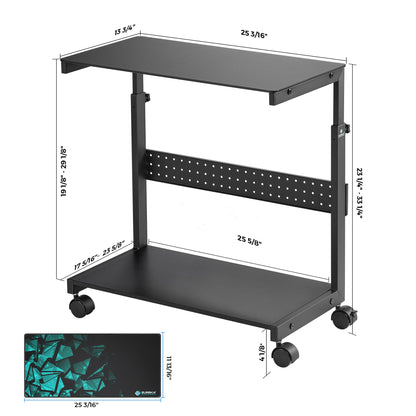EUREKA ERGONOMIC PC Stand Computer Cart Frosted Glass, Height Adjustable Tower Stand 2-Tier for ATX Case Printer