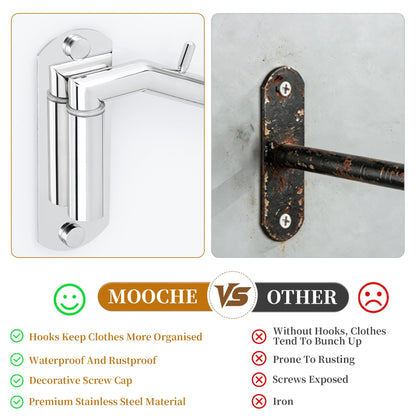 Mooche 2Pcs Wall Mounted Coat Rack Chrome, Swivel Clothes Rail, 27CM