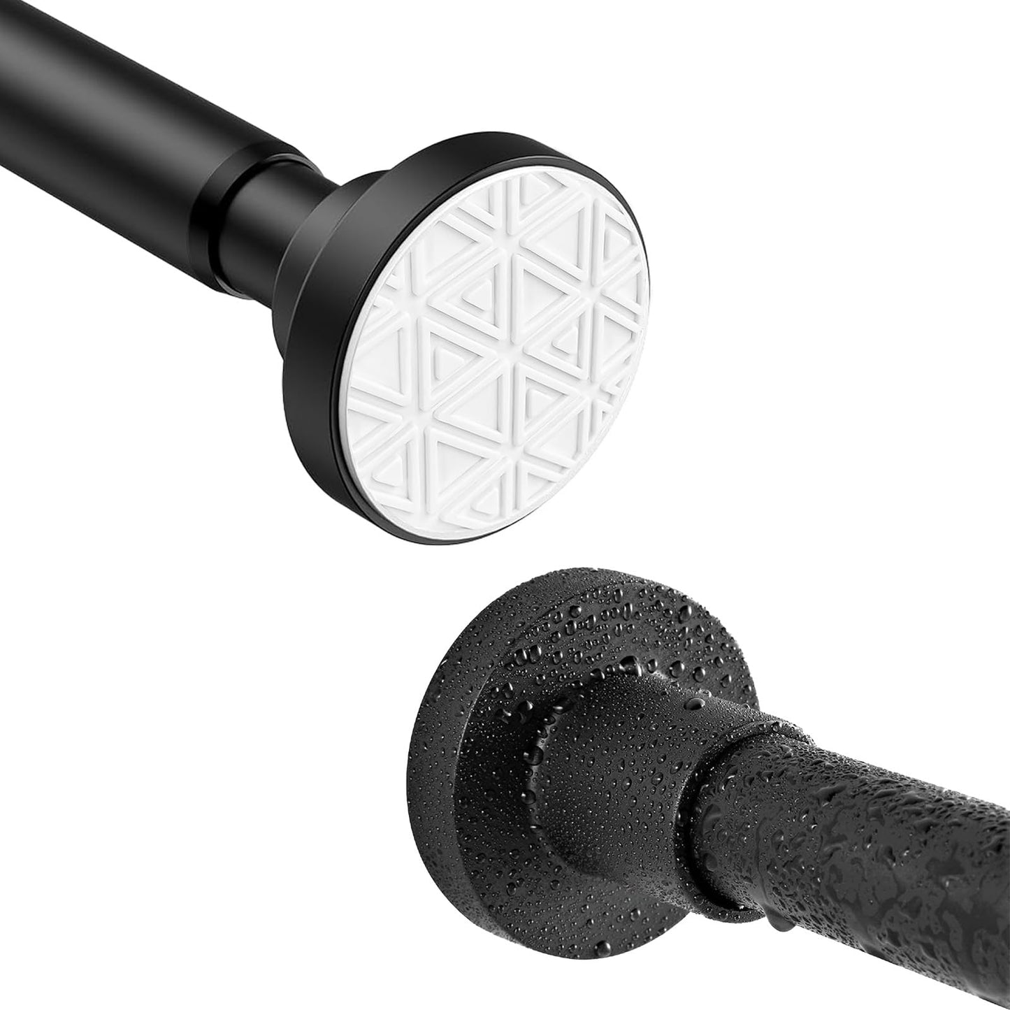 Extendable Shower Curtain Pole (23"-114"), Telescopic Tension Curtain Rod Stainless Steel, Splice mounting design, Non-Slip, Never Rust, No Drilling,
