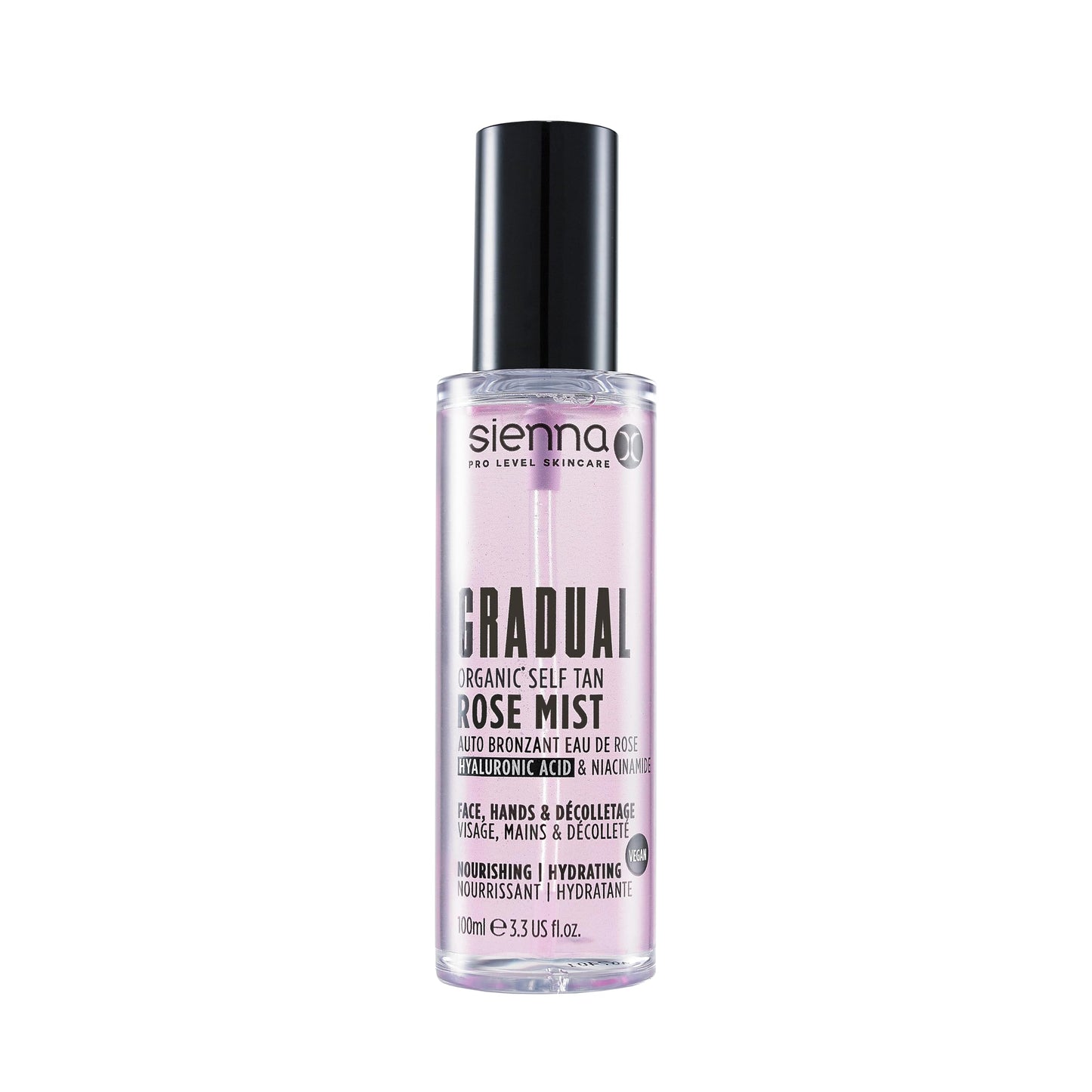 Sienna X Gradual Organic Self Tan Rose Mist Hyaluronic Acid & Niacinamide Facial Tanner