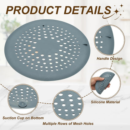 sourcing map 2 Pcs Shower Silicone Drain Cover, 5.9 Inch Shower Hair Catcher Drain Cover for Shower Room Bathtubs Kitchen Sink Laundry Room