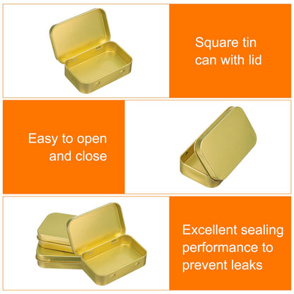 sourcing map 2pcs Metal Tin Box, 3.7x2.4x0.8 Mini Portable Rectangular Empty Tinplate Small Storage Container Airtight Tins with Lids for Candy