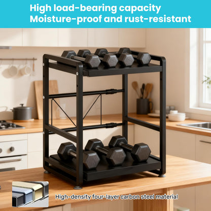 SnagShill 2-Tier Microwave Rack - Height Adjustable & Extendable Kitchen Shelf with Drawer - Includes Hooks & Reinforcement Suction Cups