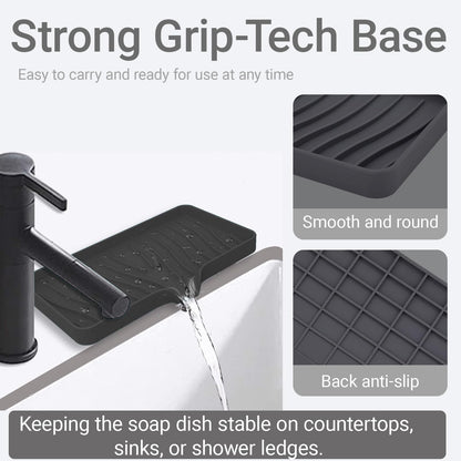 Penbin 2 Pack Silicone Soap Dish with Drain, Bar Soap Holder for Shower & Bathroom, Self Draining Waterfall Soap Tray for Kitchen Sink