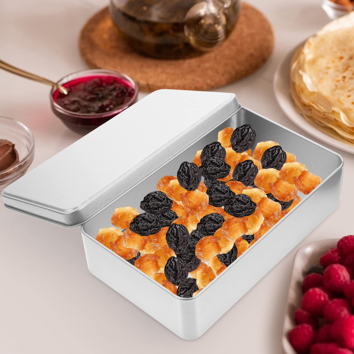 TOVINANNA 3pcs Rectangular Tinplate Box with Lid Empty Tin Box for Sweets Snacks and Small Items Metal Storage Tins for Gifts Home Organisation and