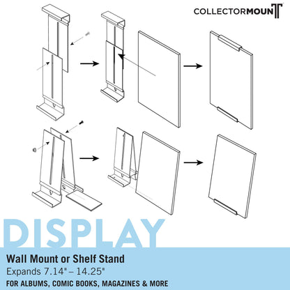 Comic Mount Comic Book Frame, Wall Mount and Shelf Stand, Invisible and Adjustable, 5 Pack