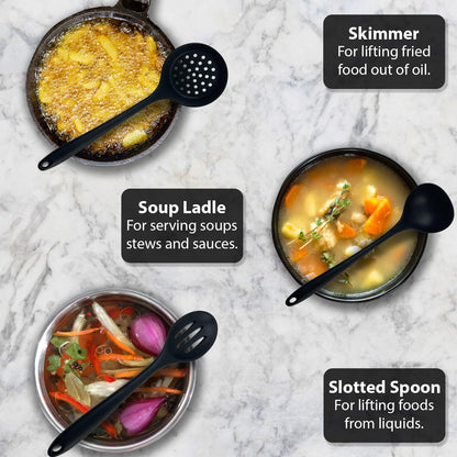 Nestblend Nonstick Kitchen Utensils Set - Silicone Kitchen Cookware Gadgets with Holder - Spoon Holder - Heat Resistant - Dishwasher Safe - BPA Free -